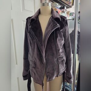 Lucky Brand Velvet Purple Tone Motorcycle Jacket